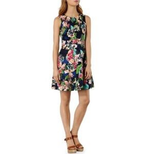 Karen Millen Fit and Flare Tropical Floral Print Dress Size 6